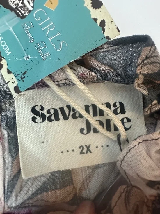 SAVANNA JANE NWT 2X Smokes Floral Yoke Blouse - Pink Floral - Picture 3 of 9